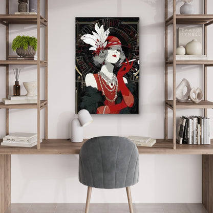 Vintage 1920s Roaring Twenties Flapper 60x90cm Metal Print Ready to Hang - Bella Home Decor