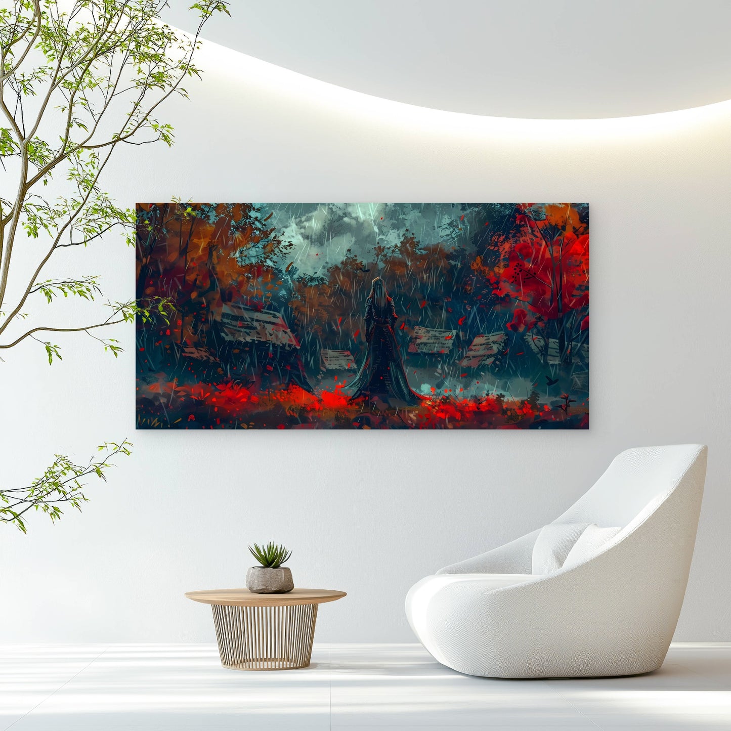 Autumn Rain And Solitude Wall Art Canvas Office Home Room Framed 120x60cm