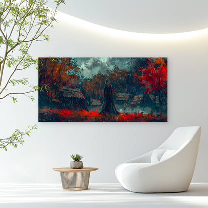 Autumn Rain And Solitude Wall Art Canvas Office Home Room Framed 120x60cm