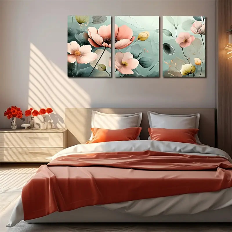 3pcs Distinct Layers Of Petals Metal Print Ready to Hang Art - Bella Home Decor