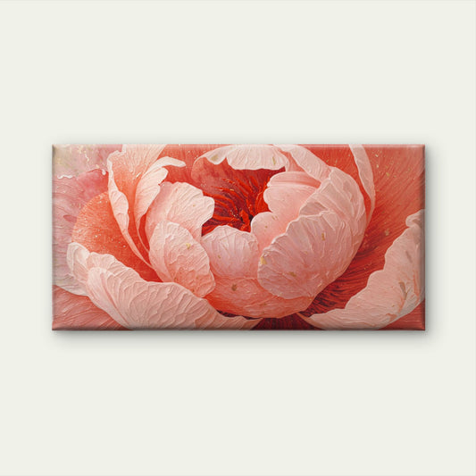 Pink Coral Peony Flower Bloom Wall Art Canvas Office Home Room Framed 120x60cm