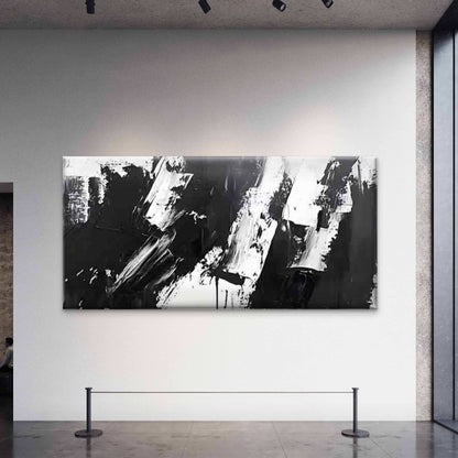 Black And White Abstract Wall Art Canvas Office Home Room Framed 120x60cm - Bella Home Decor