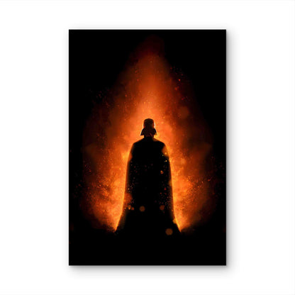Sci Fi Villain Dark Silhouette Fire Sparks 60x90cm Metal Print Ready to Hang