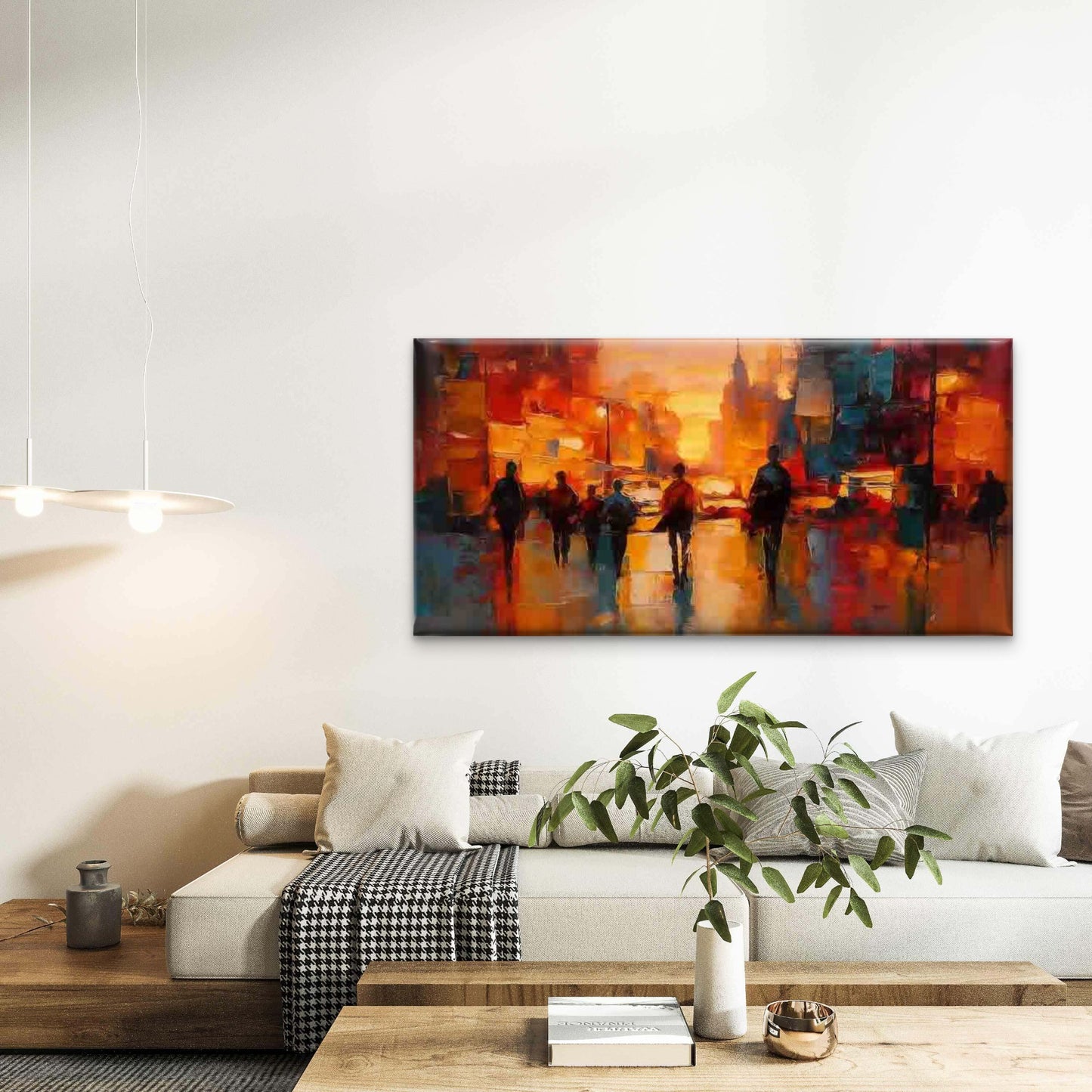 Modern Abstract Cityscape Wall Art Canvas Office Home Room Framed 120x60cm - Bella Home Decor