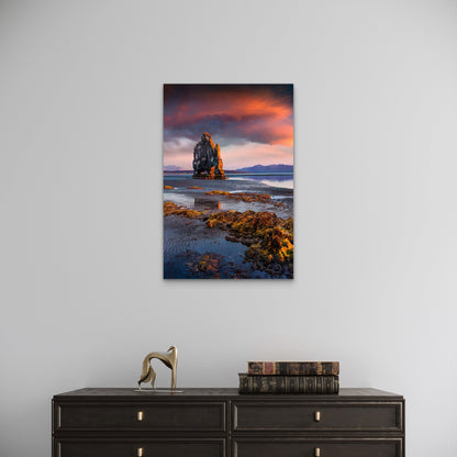 Beautiful Hvitserkur Iceland Coast 40x60cm Metal Print Ready to Hang