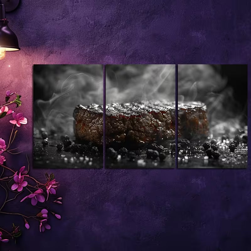 3pcs Delicious Steak Theme Wall Art Set Canvas Framed 40x60cm - High Quality Print 100% Australian Made Wall Canvas Ready to Hang - Bella Home Decor