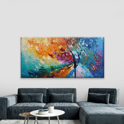 Vibrant Abstract Tree Design Wall Art Canvas Office Home Room Framed 120x60cm