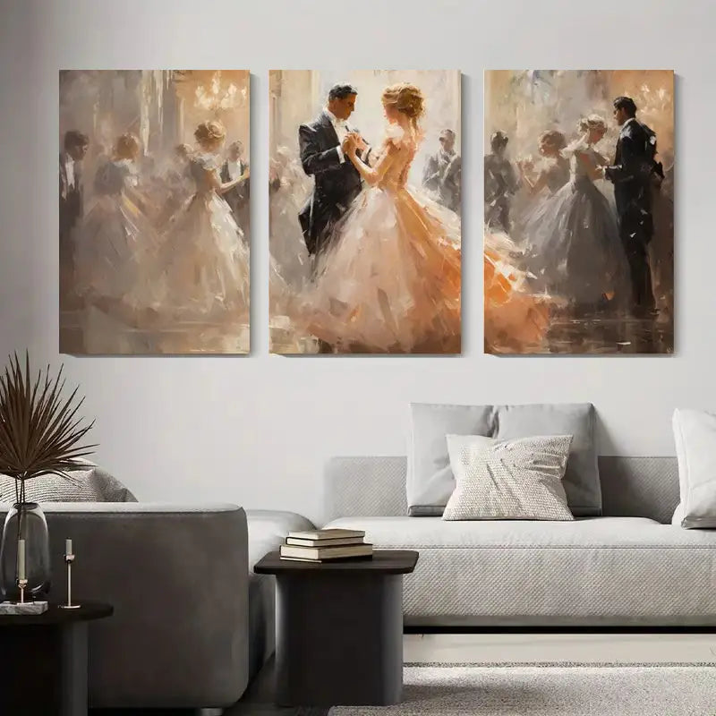 3pcs Elegant Wedding Dance  Metal Print Ready to Hang Art