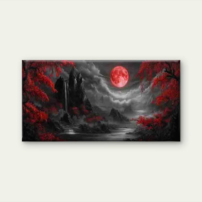 Rivers and Red Leaves Wall Art Canvas Office Home Room Framed 120x60cm