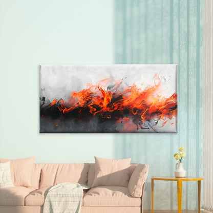 Fire Versus Water Artwork Wall Art Canvas Office Home Room Framed 120x60cm