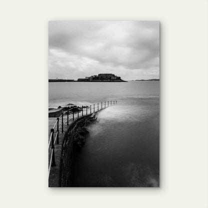Seascape In Front of The Castle 60x90cm Metal Print Ready to Hang