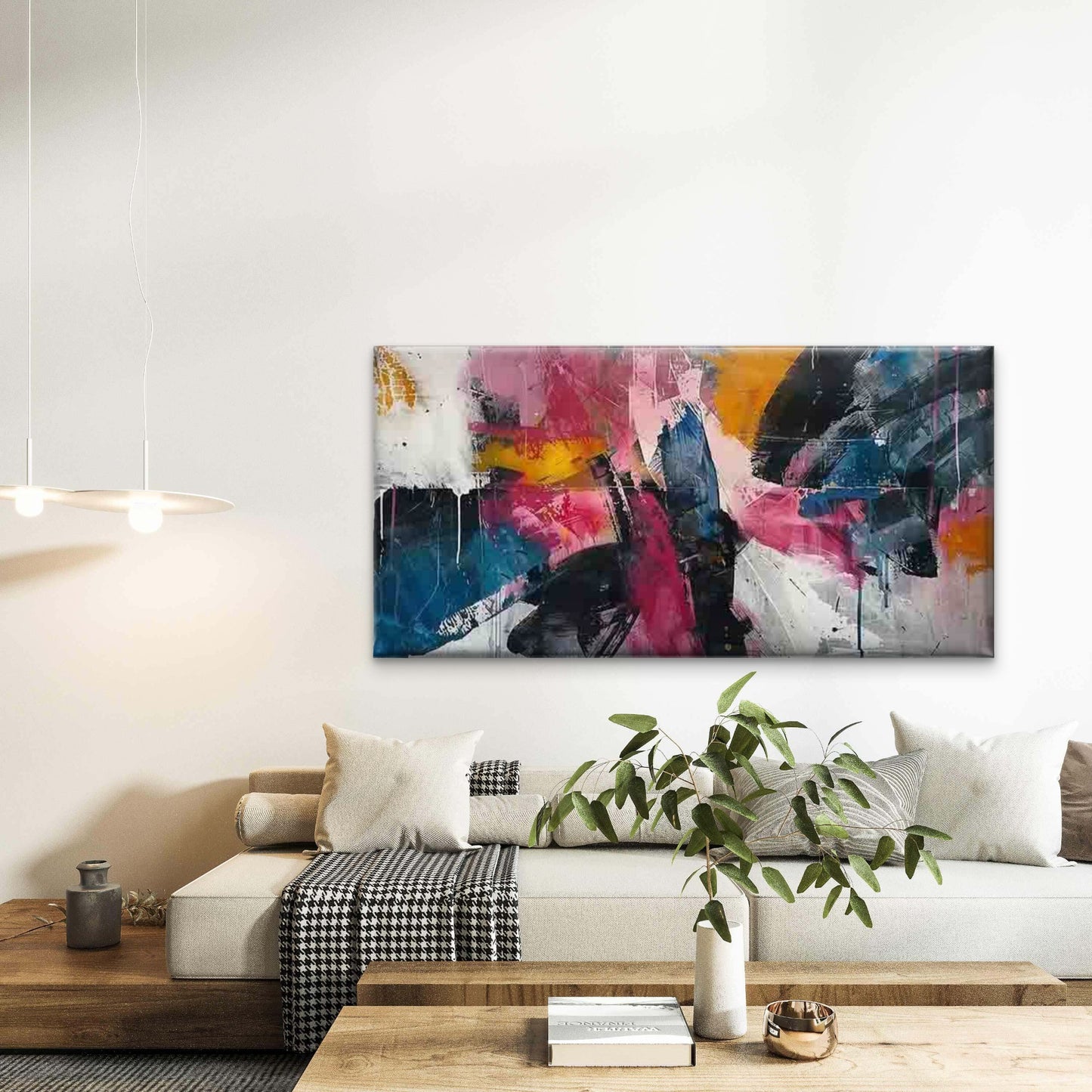 Abstract with Colorful Brush Wall Art Canvas Office Home Room Framed 120x60cm - Bella Home Decor