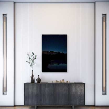 Lake Near Mountain During Night 60x90cm Metal Print Ready to Hang
