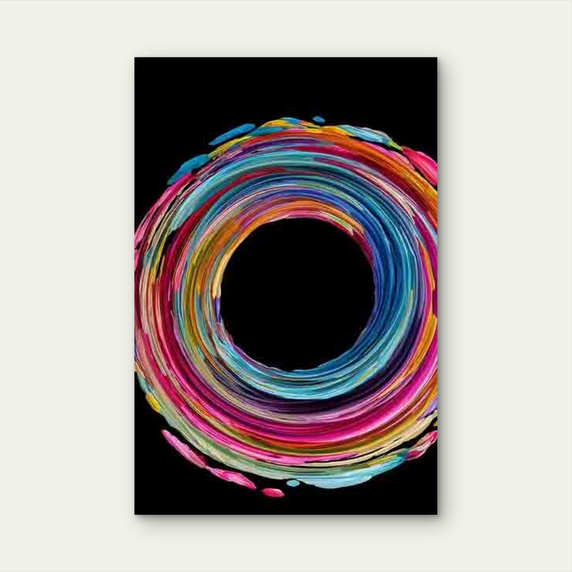 Abstract Rainbow Colors Wavy Circle 40x60cm Metal Print Ready to Hang - Bella Home Decor