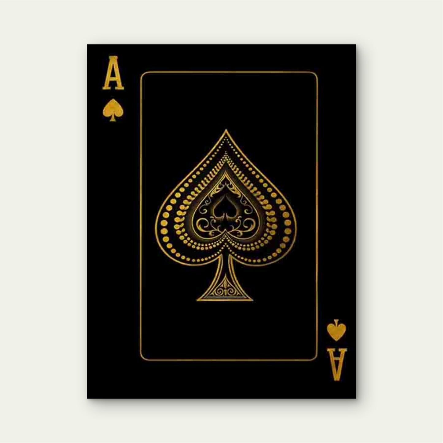 Golden Ace Of Spades Retro 60x90cm Metal Print Ready to Hang - Bella Home Decor