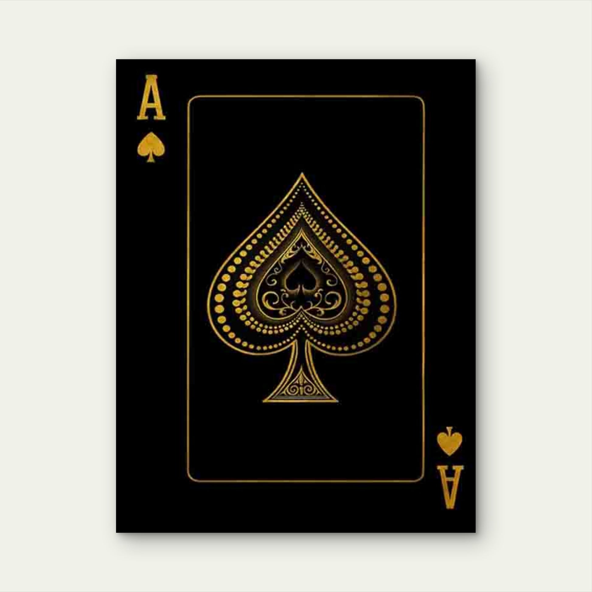 Golden Ace Of Spades Retro 60x90cm Metal Print Ready to Hang - Bella Home Decor