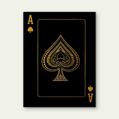 Golden Ace Of Spades Retro 60x90cm Metal Print Ready to Hang - Bella Home Decor