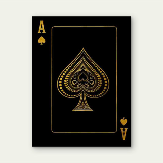 Golden Ace Of Spades Retro 60x90cm Metal Print Ready to Hang