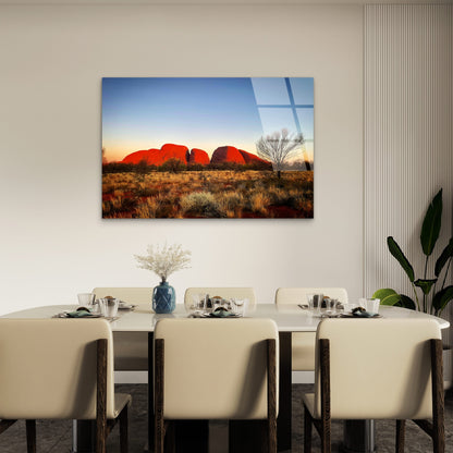 Sunset Glow Over Kata Tjuta Rock Formations Desert Landscape Northern Territory Australia Acrylic Glass Printing Wall Art Australian Made