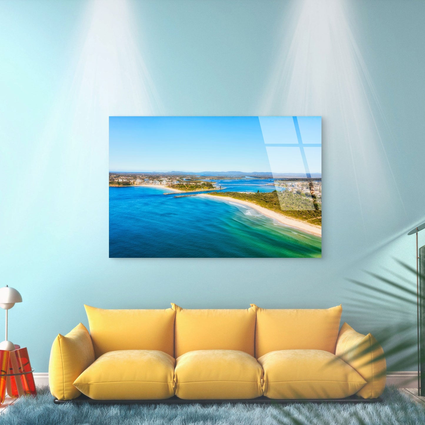Forster Beach Wallis Lake Aerial View  Acrylic Glass Printing Wall Art Australian Made Quality