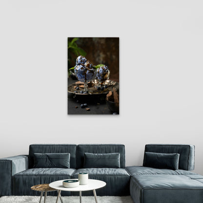 Blueberry Ice Cream Dessert 40x60cm Metal Print Ready to Hang