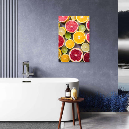 Vibrant Assortment Of Sliced Citrus Fruits 40x60cm Metal Print Ready to Hang