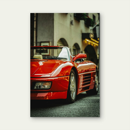 Red Ferrari 348 Spider In Urban Setting 60x90cm Metal Print Ready to Hang