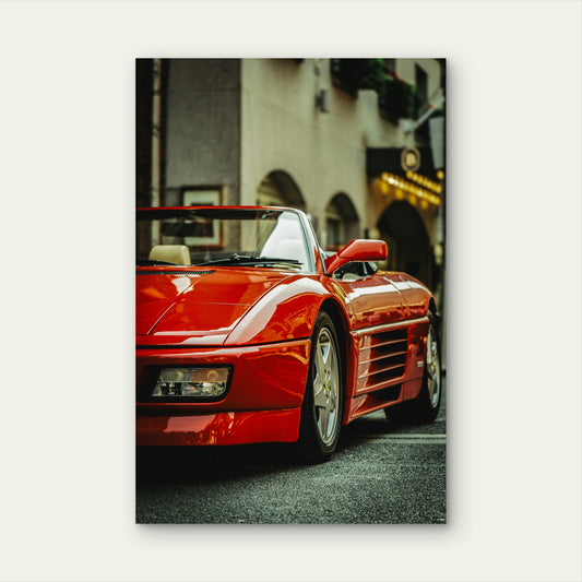 Red Ferrari 348 Spider In Urban Setting 60x90cm Metal Print Ready to Hang