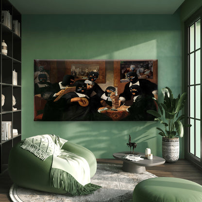 Gothic Money Parody Wall Art Canvas Office Home Room Framed 120x60cm