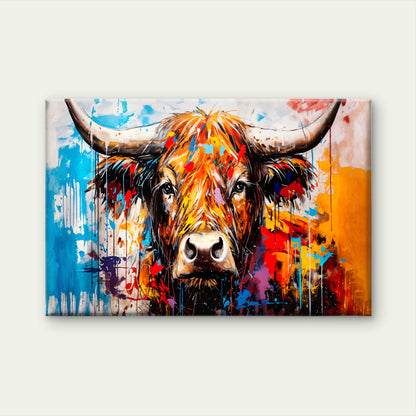Multi-Color Abstract Highland Cow Wall Art Decor 100% Australian Made - Bella Home Decor