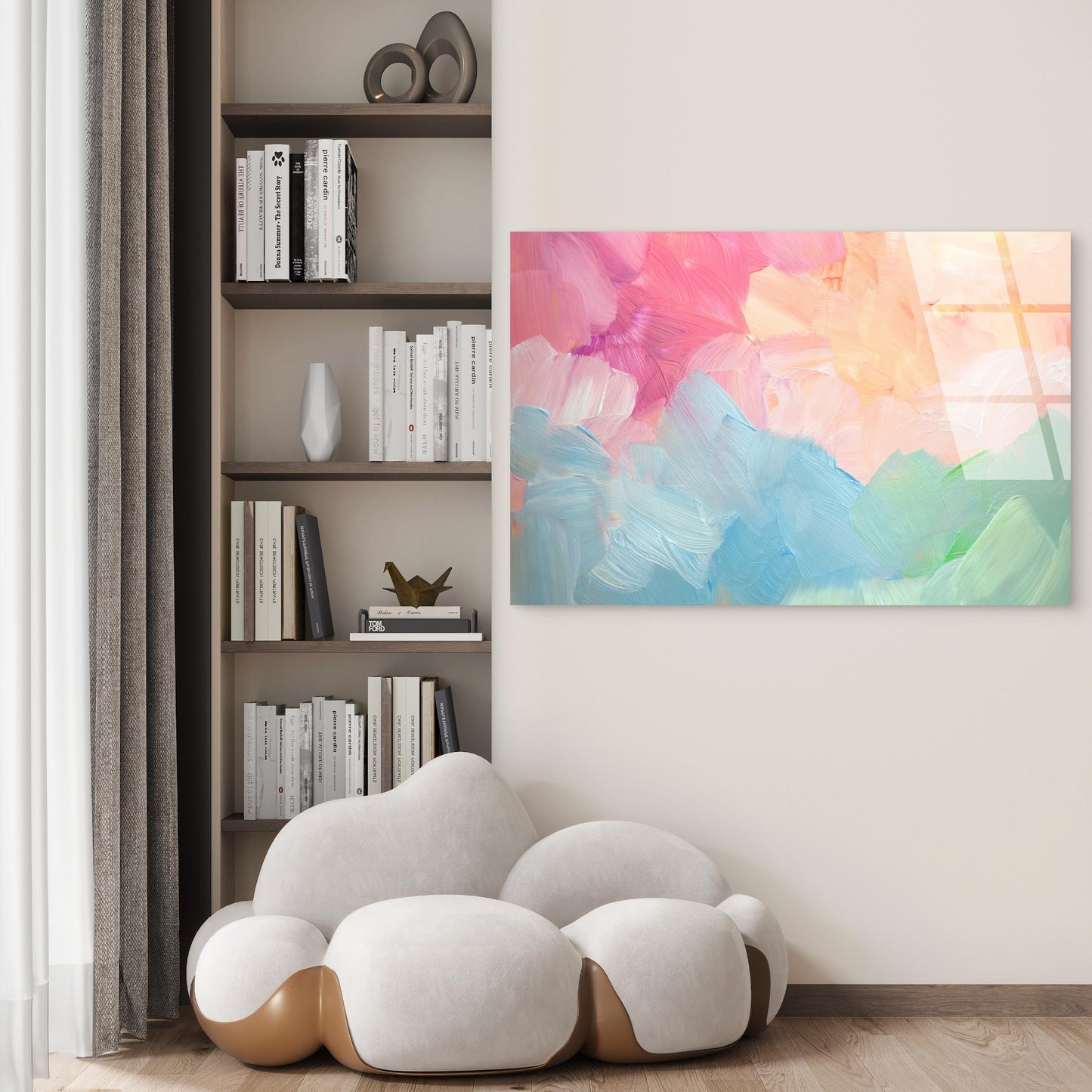 Pastel Abstract Colorful Brush Strokes  Acrylic Glass Printing Wall Art Australian Made Quality