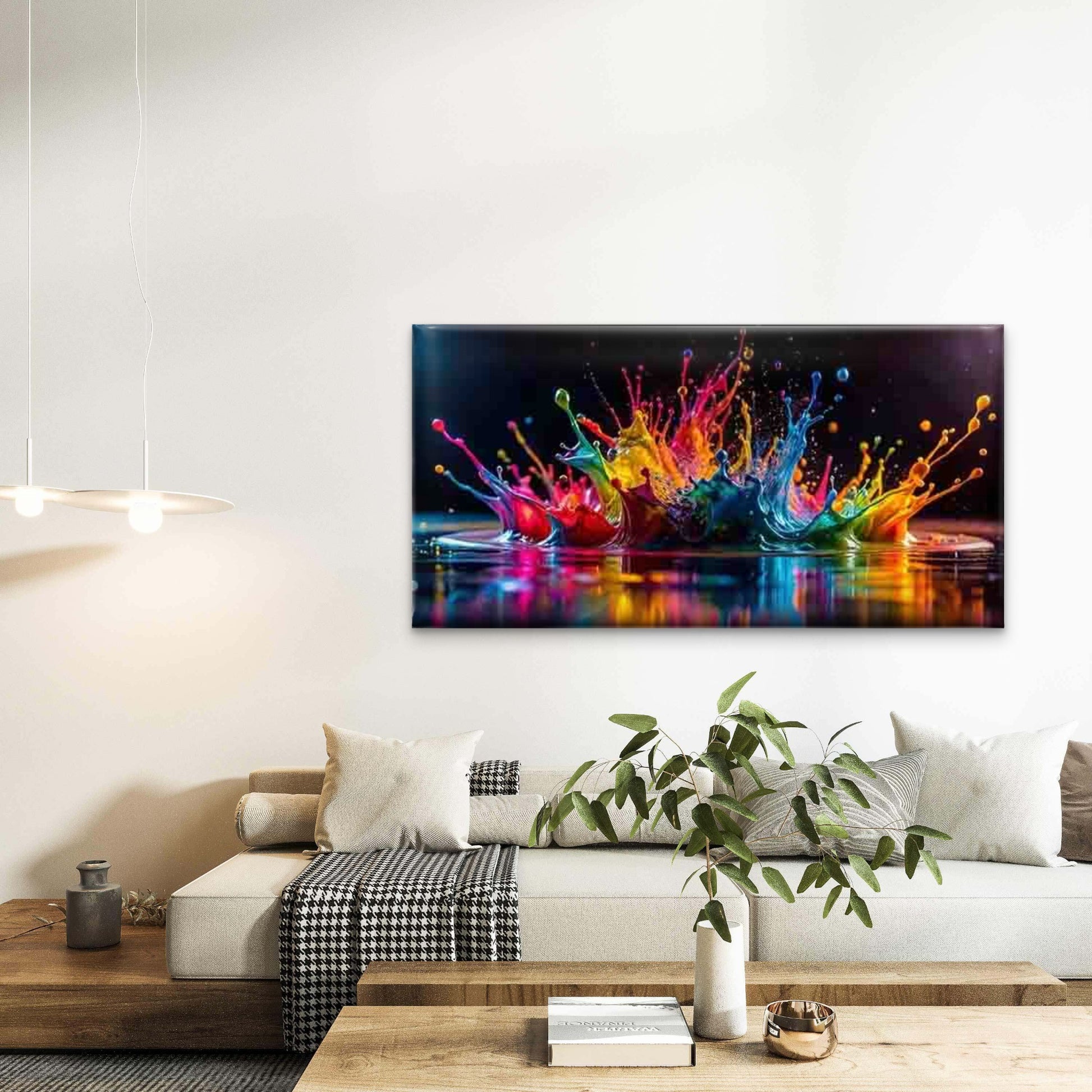 Abstract Design Paint Splash Wall Art Canvas Office Home Room Framed 120x60cm - Bella Home Decor