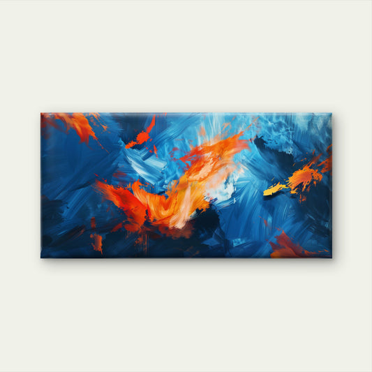 Ocean Firestorm Abstract Art Wall Art Canvas Office Home Room Framed 120x60cm