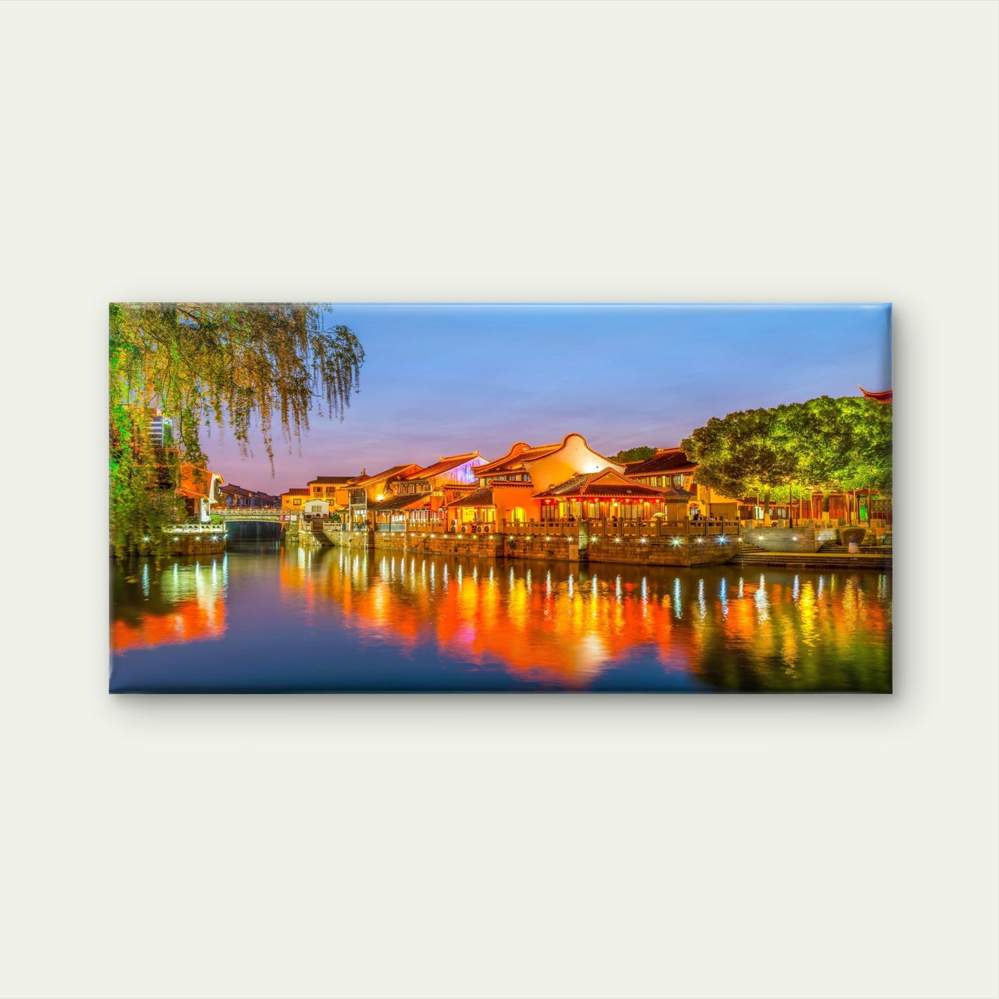 Suzhou Water Town in China Wall Art Canvas Office Home Room Framed 120x60cm