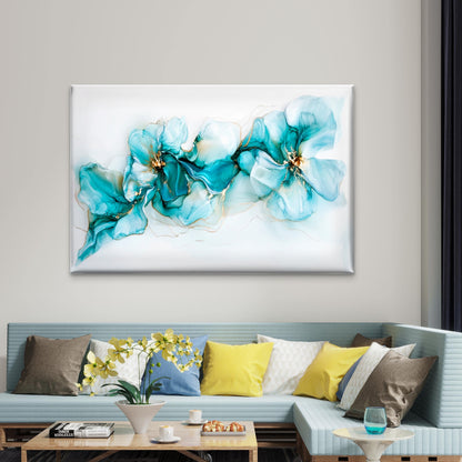 Modern Blue White Flowers Design Wall Art Decor 100% Australian Made - Bella Home Decor