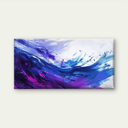 Blue Purple Abstract Wave Art Wall Art Canvas Office Home Room Framed 120x60cm