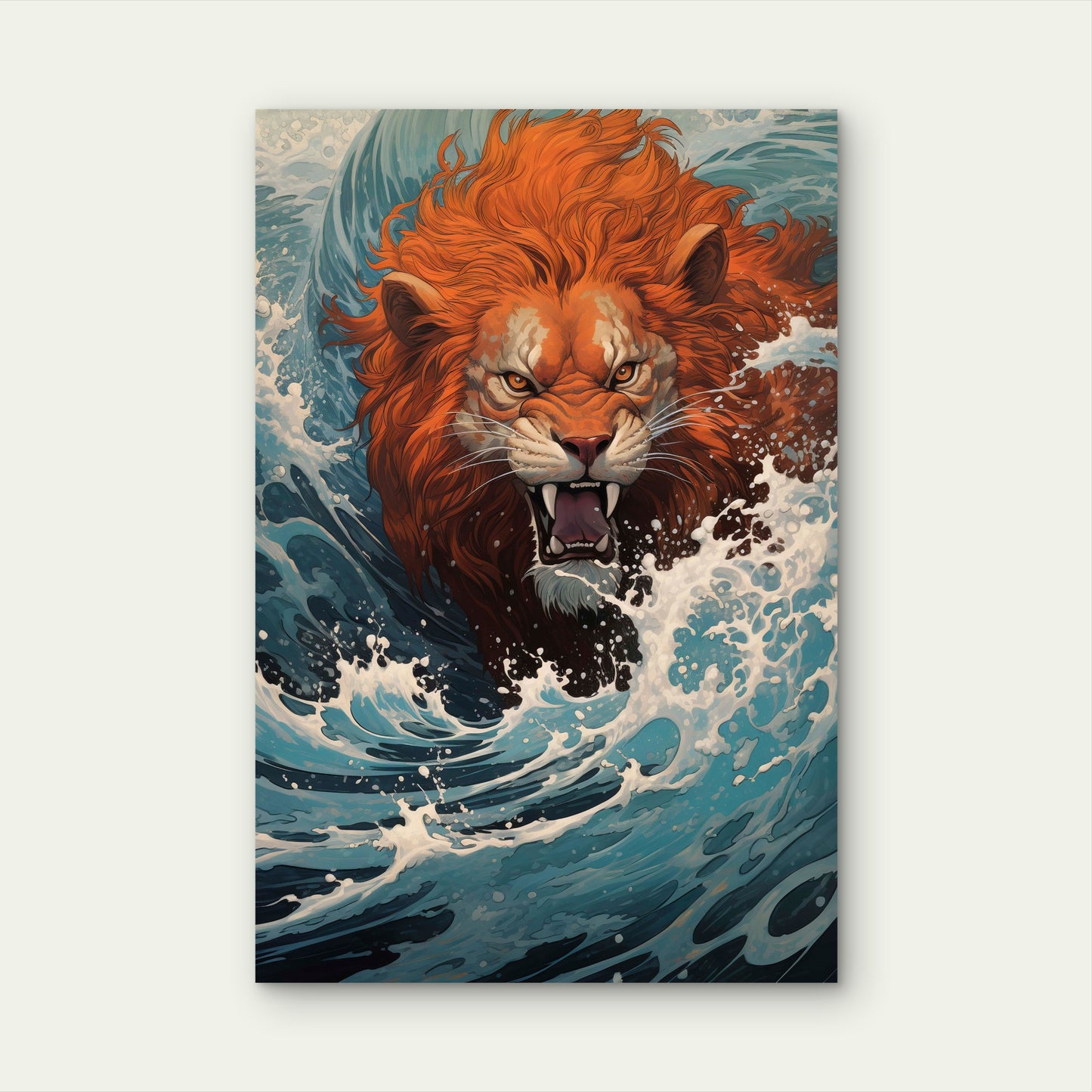 Lion Wild Animal Face Abstract 40x60cm Metal Print Ready to Hang