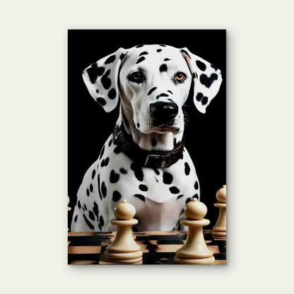 Dalmatian Chess Black & White Checkered Pattern 60x90cm Metal Print Ready to Hang