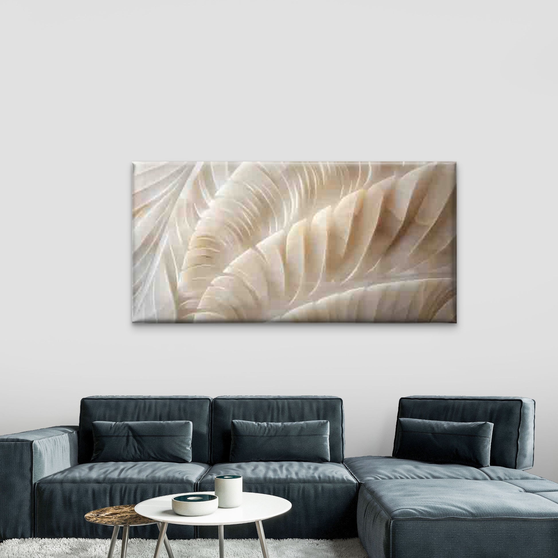 Abstract Beige Feather Wall Art Canvas Office Home Room Framed 120x60cm - Bella Home Decor