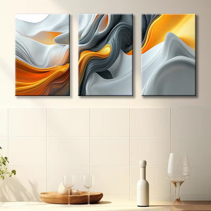 3pcs Modern Luxurious Abstract Swirl Art Wall Art Set Canvas Framed 40x60cm - High Quality Print 100% Australian Made Wall Canvas Ready to Hang