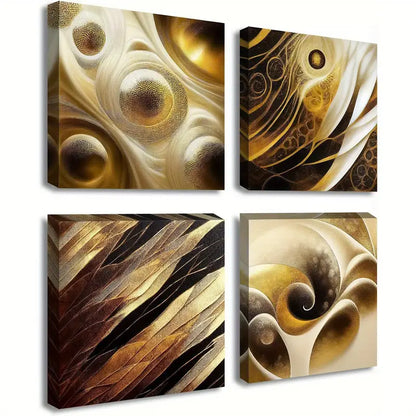 4pcs Black and Golden Picture Bedroom Wall Art Canvas Framed - Bella Home Decor