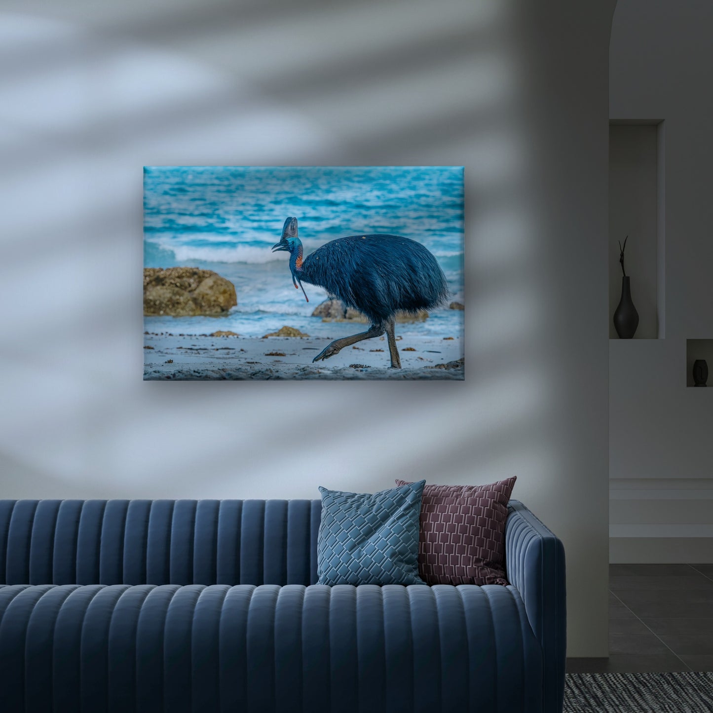 Southern Cassowary Striding Along the Sandy Beaches of Etty Bay, Queensland Wall Art Decor 100% Australian Made