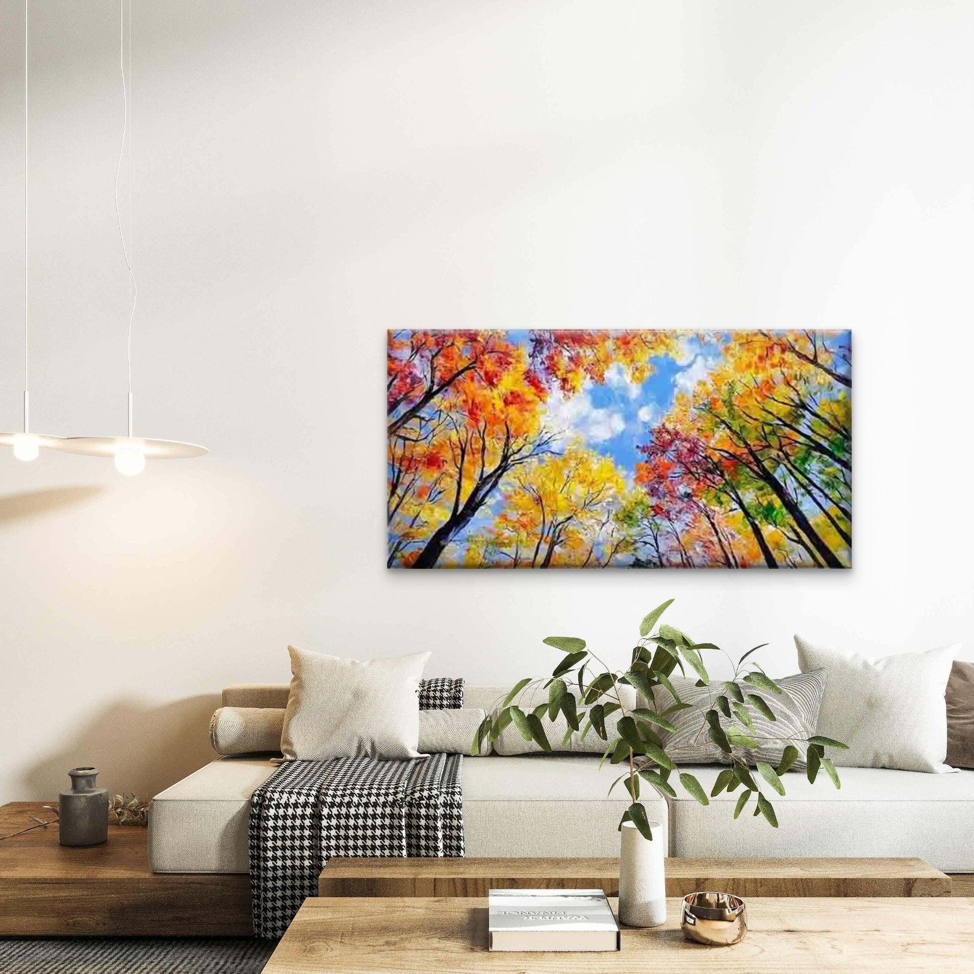 Abstract with Vibrant Autumn Wall Art Canvas Office Home Room Framed 120x60cm - Bella Home Decor