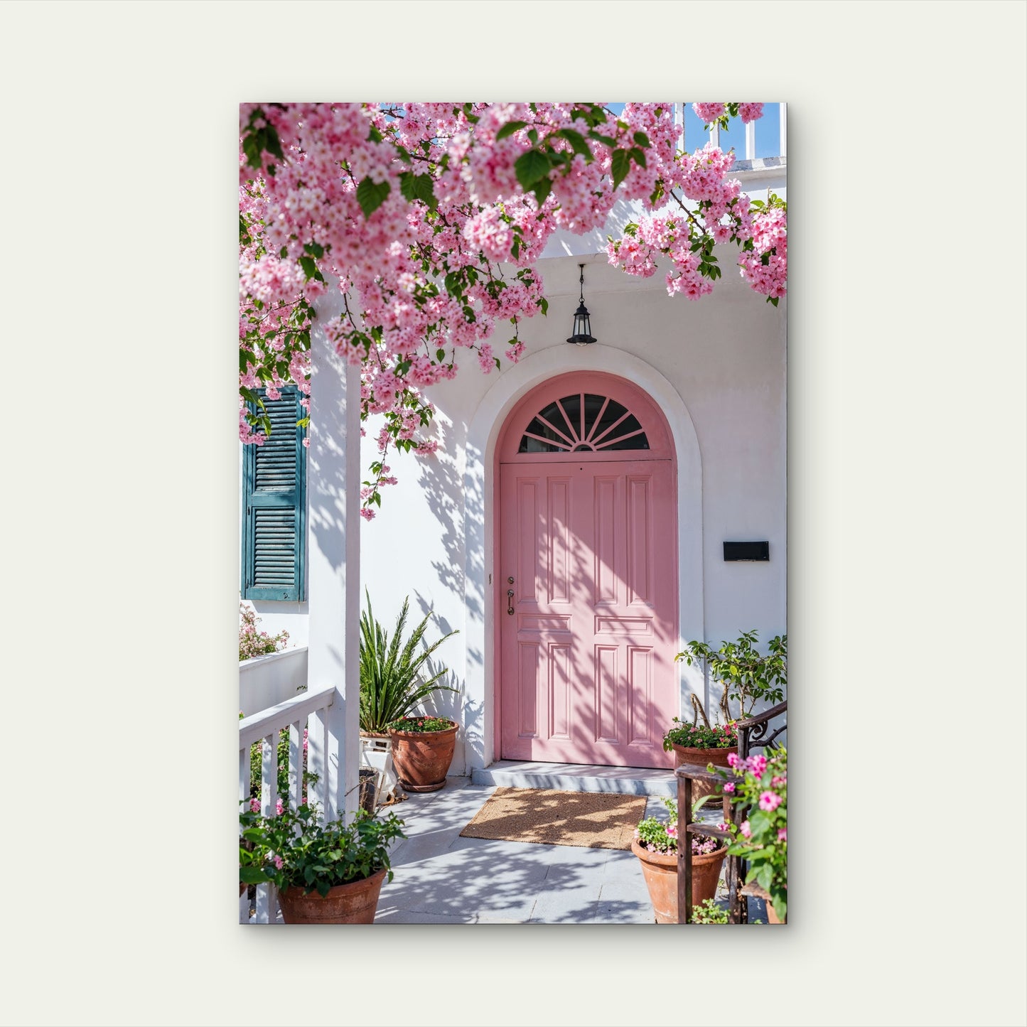 Beautiful Santorini Garden 60x90cm Metal Print Ready to Hang