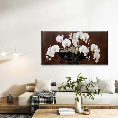 White Phalaenopsis Orchid Wall Art Canvas Office Home Room Framed 120x60cm - Bella Home Decor