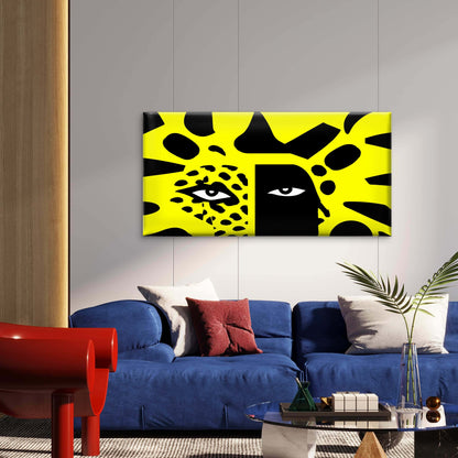 Bold Duality Of Face And Jaguar Wall Art Canvas Office Home Room Framed 120x60cm