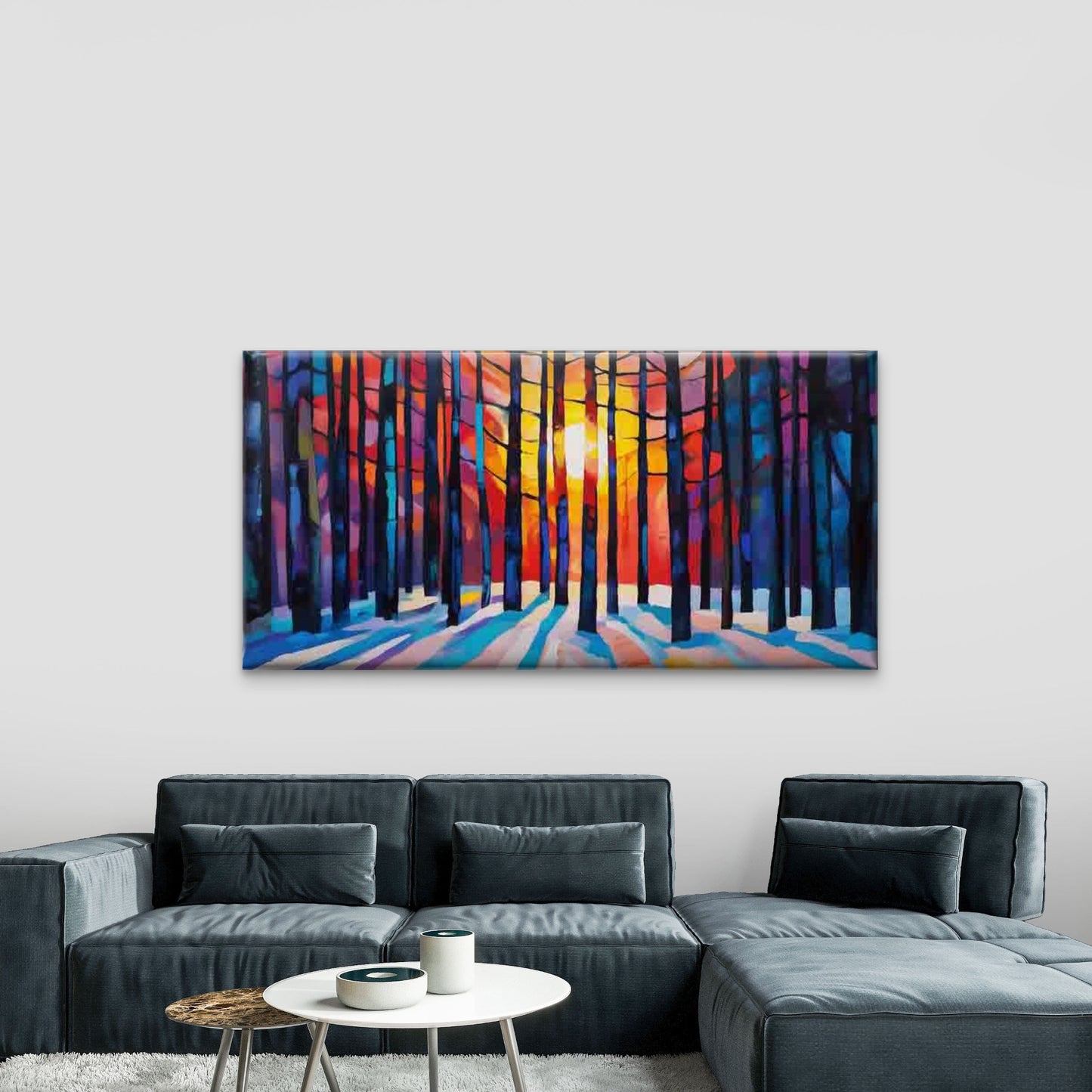 Abstract of a Colorful Forest Wall Art Canvas Office Home Room Framed 120x60cm - Bella Home Decor