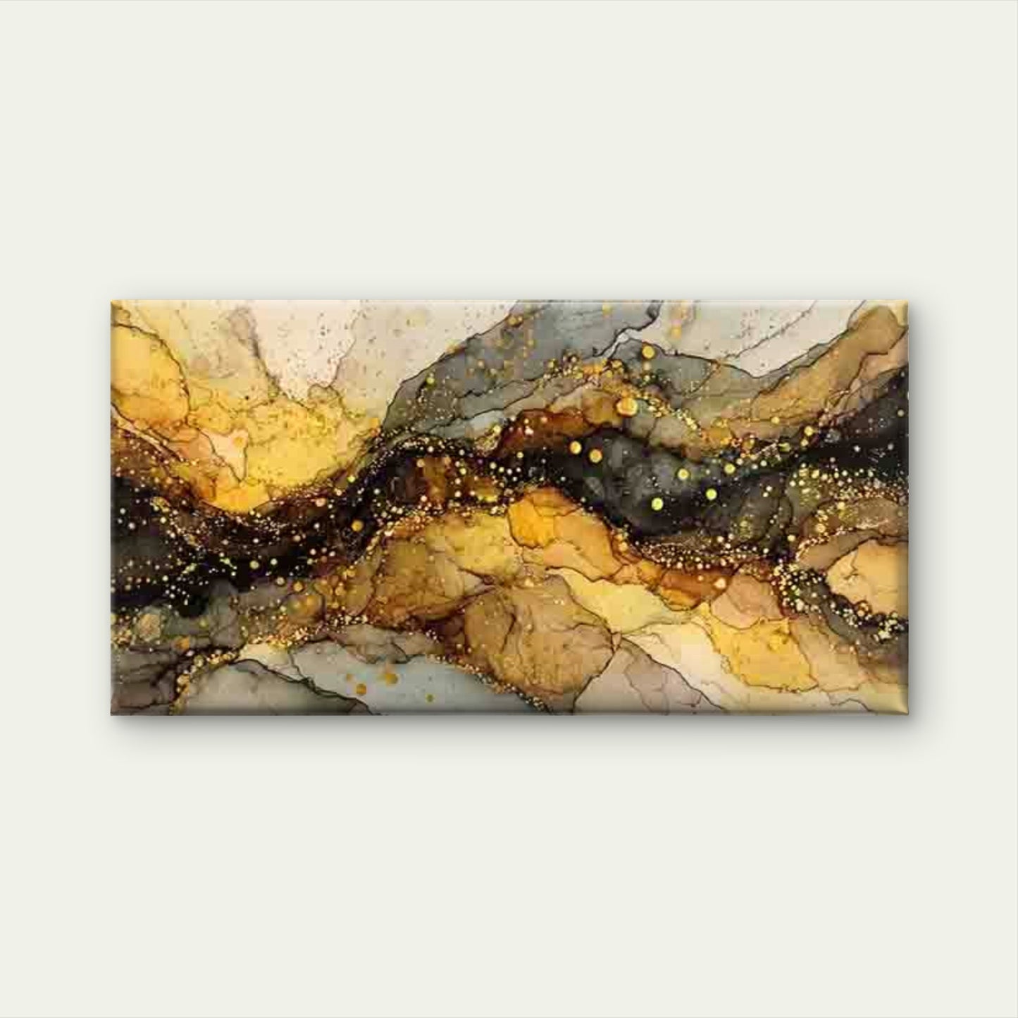 Abstract Golden Black Marble Wall Art Canvas Office Home Room Framed 120x60cm