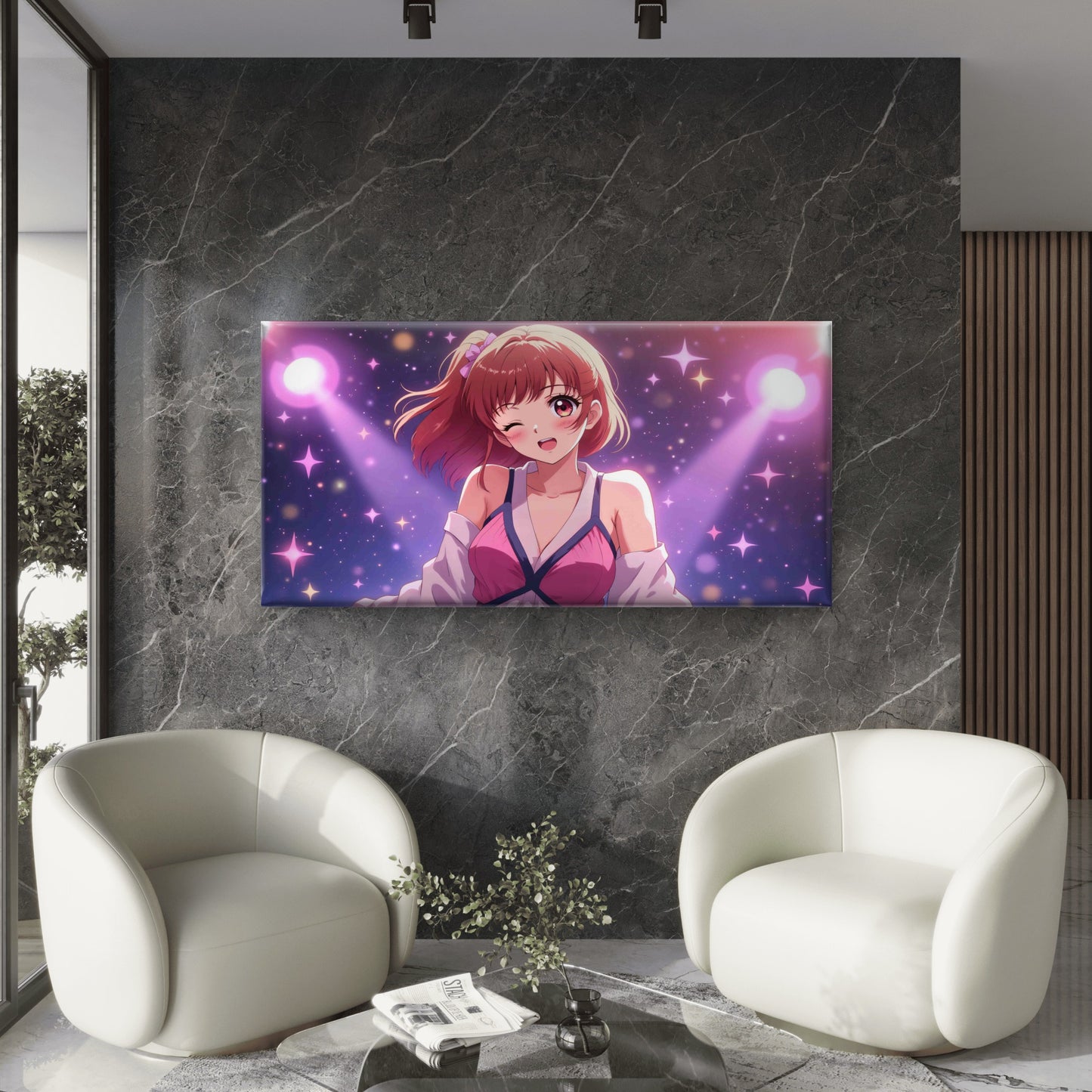 The Radiant Star's Winning Wink Wall Art Canvas Office Home Room Framed 120x60cm - Bella Home Decor