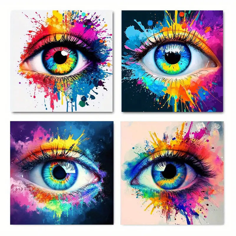 4pcs  Painting Prints with Eye Designs  FG     Wall Art Canvas Framed